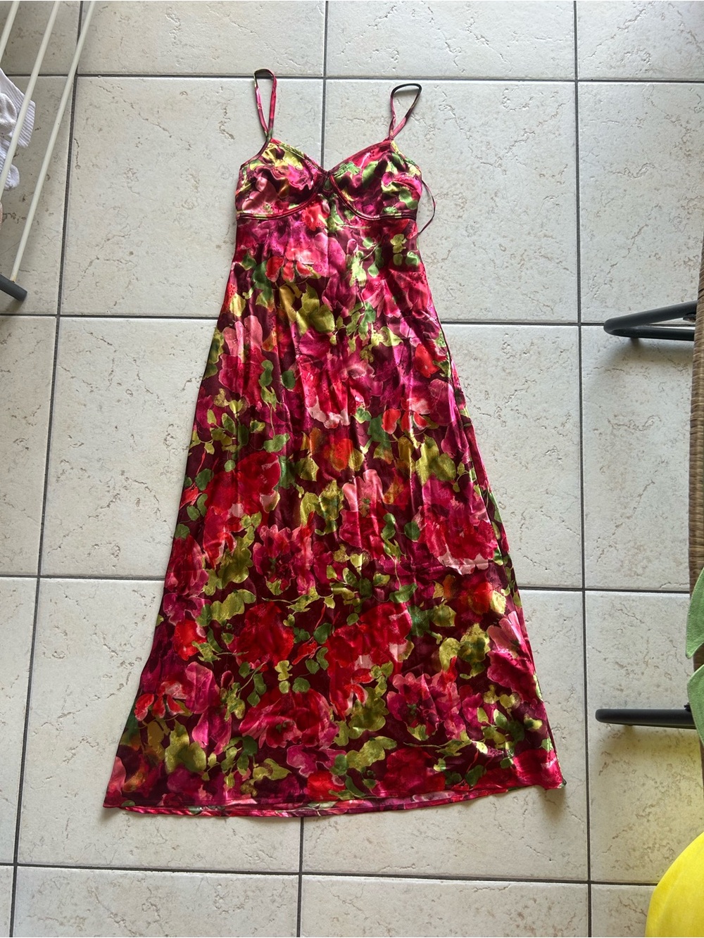 Marshalls Red & Green Floral Maxi Slip Dress